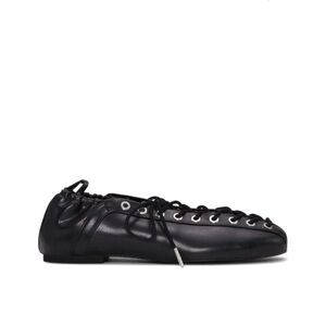 Ganni Black Lace-Up Flats